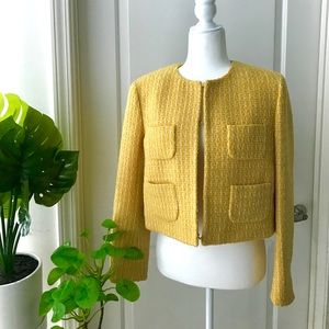 Moschino yellow tweed blazer NWT